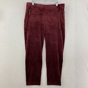 Chico's size Large/2 Burgundy Velvet Stretch Pull-on Slim Leg Ankle Pants